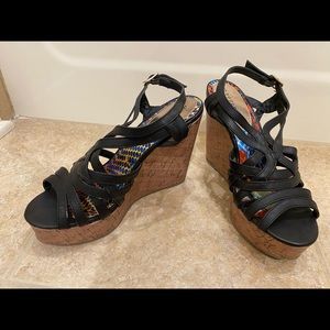 Madden girl black strappy wedges